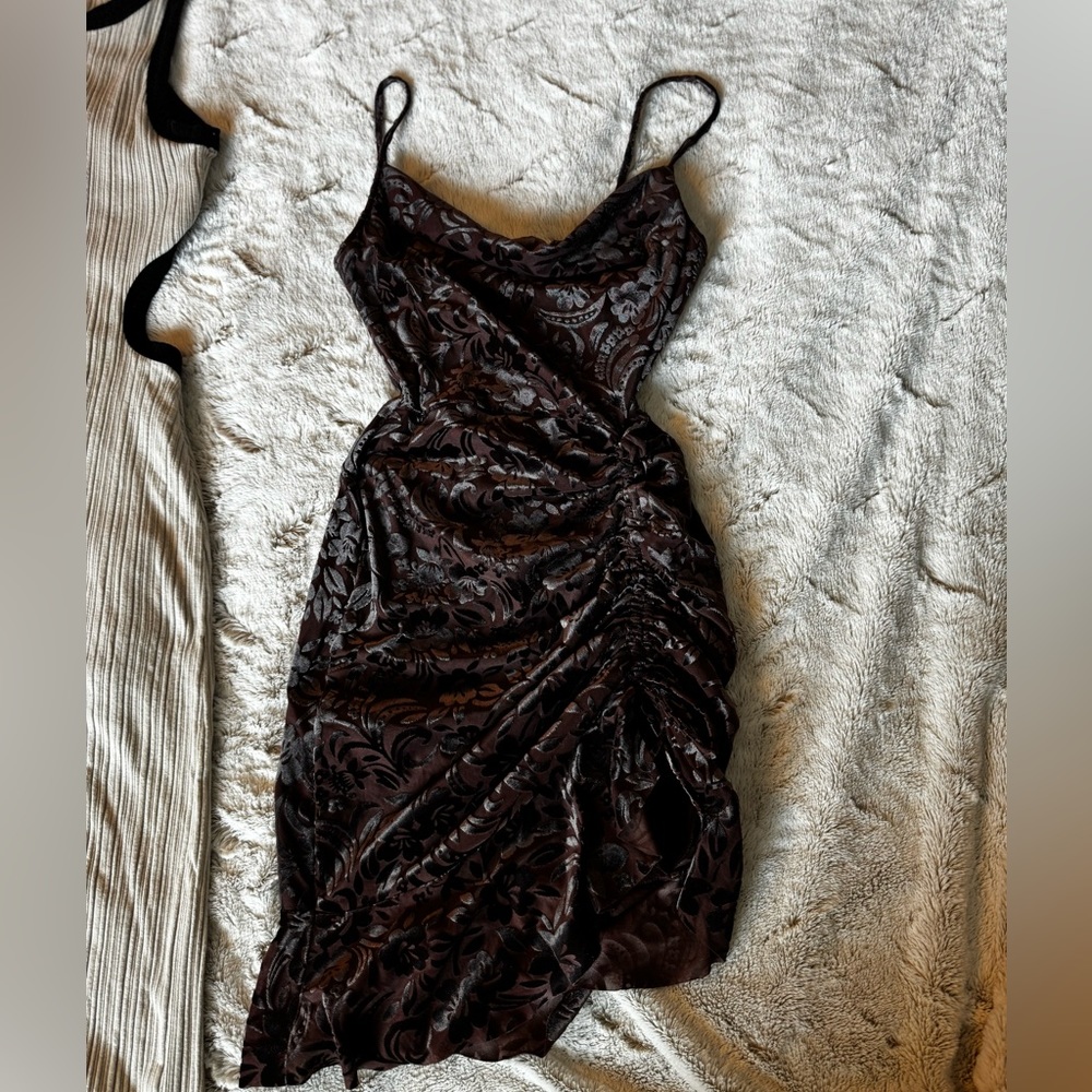 Brown velvet dress